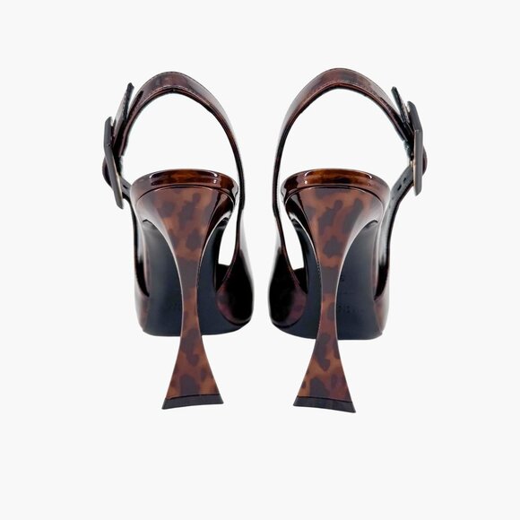 Saint Laurent Dune 110 Brown Patent Pumps Slingback High Heels Size 38 US 8 - Picture 7 of 15